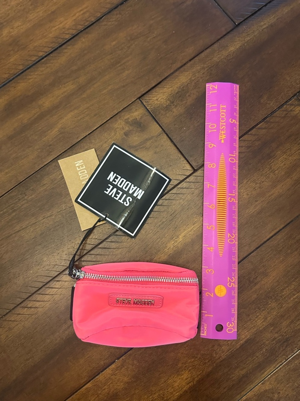 Steve Madden Bright Pink Mini Zip Pouch - Picture 5 of 5